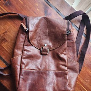 Jack George Brown Leather Backpack or Crossbody